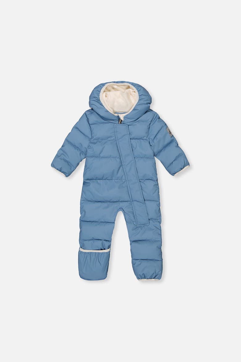 Car Seat Adapted Fleece-Lined Snowsuit, Main, color, Blue-Grey