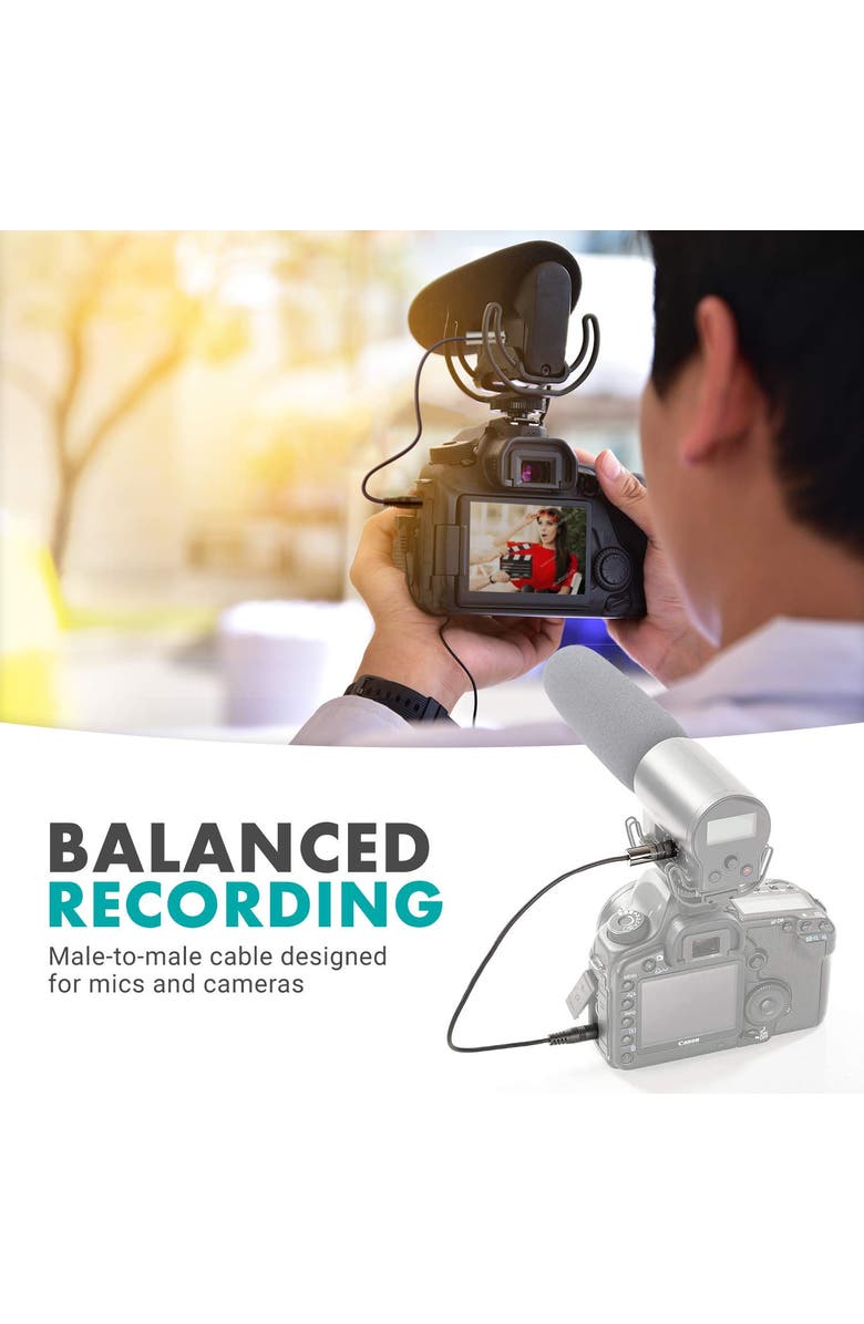 MOVO MV-RC100 3.5mm Male Line-in to Male Microphone Attenuator Cable, Alternate, color, Black