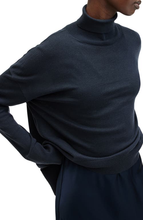 Allsaints Neo 2-in 1 Slim Fit Midi Slip Dress In Midnight Blue