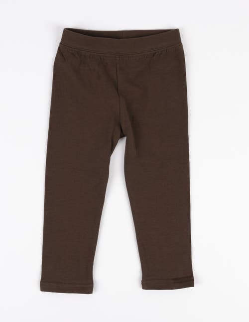 Leveret Girls Cotton Leggings, Solid Colors In Brown