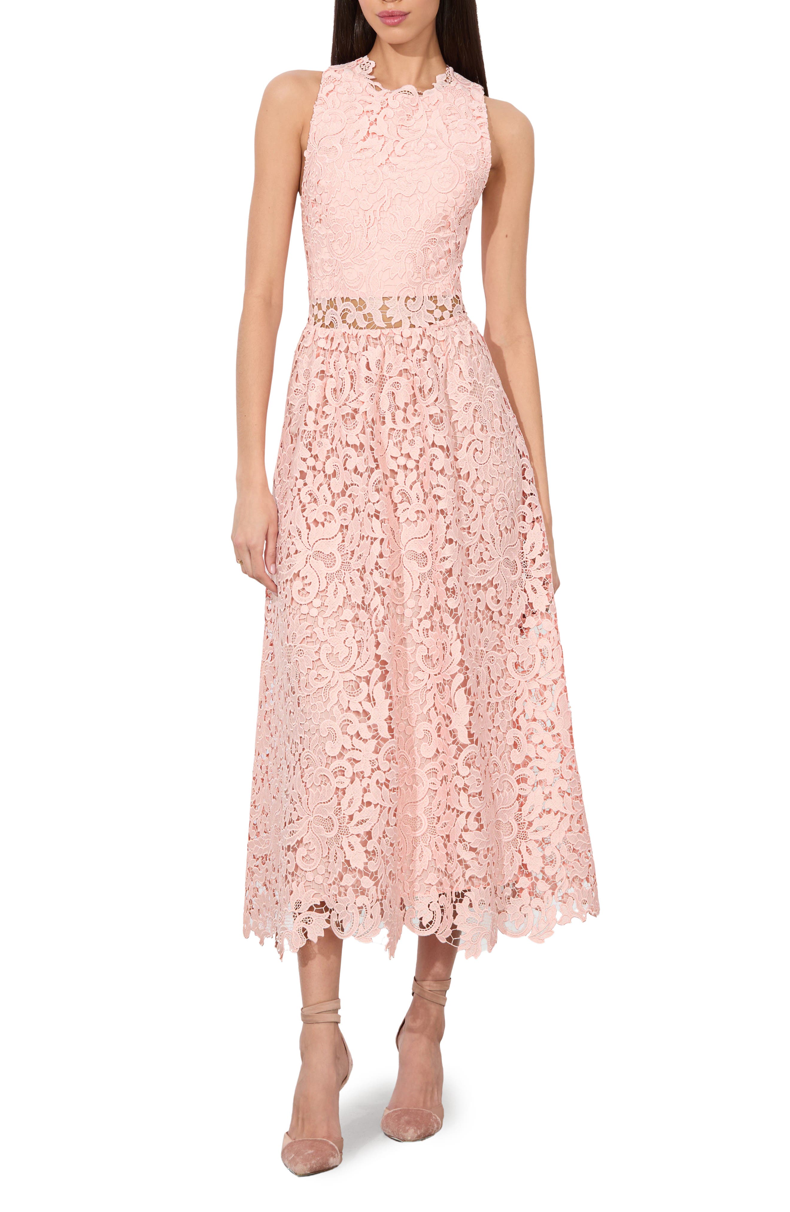 Alice + Olivia Babette Sleeveless Lace Midi Dress