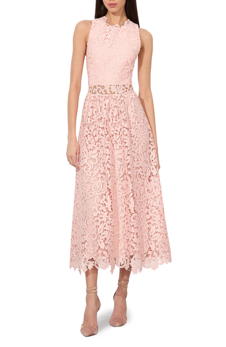 Alice + Olivia Babette Sleeveless Lace Midi Dress, Main, color, Pink Bloom