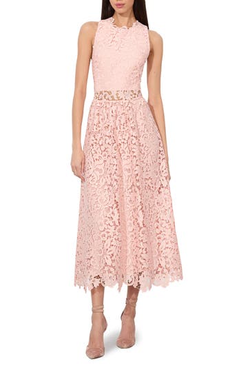 Alice And Olivia Alice + Olivia Babette Sleeveless Lace Midi Dress In Pink