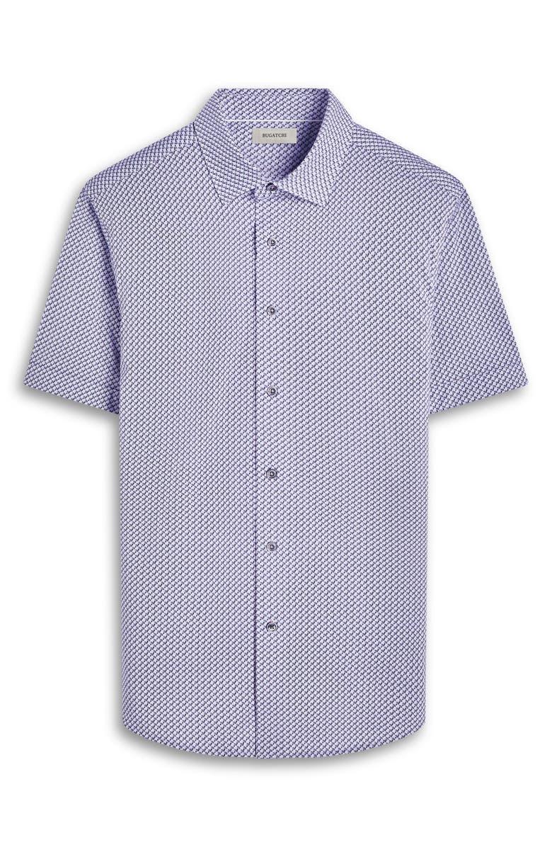 Bugatchi Miles OoohCotton<sup>®</sup> Seigaiha Print Short Sleeve Button-Up Shirt, Alternate, color, Platinum