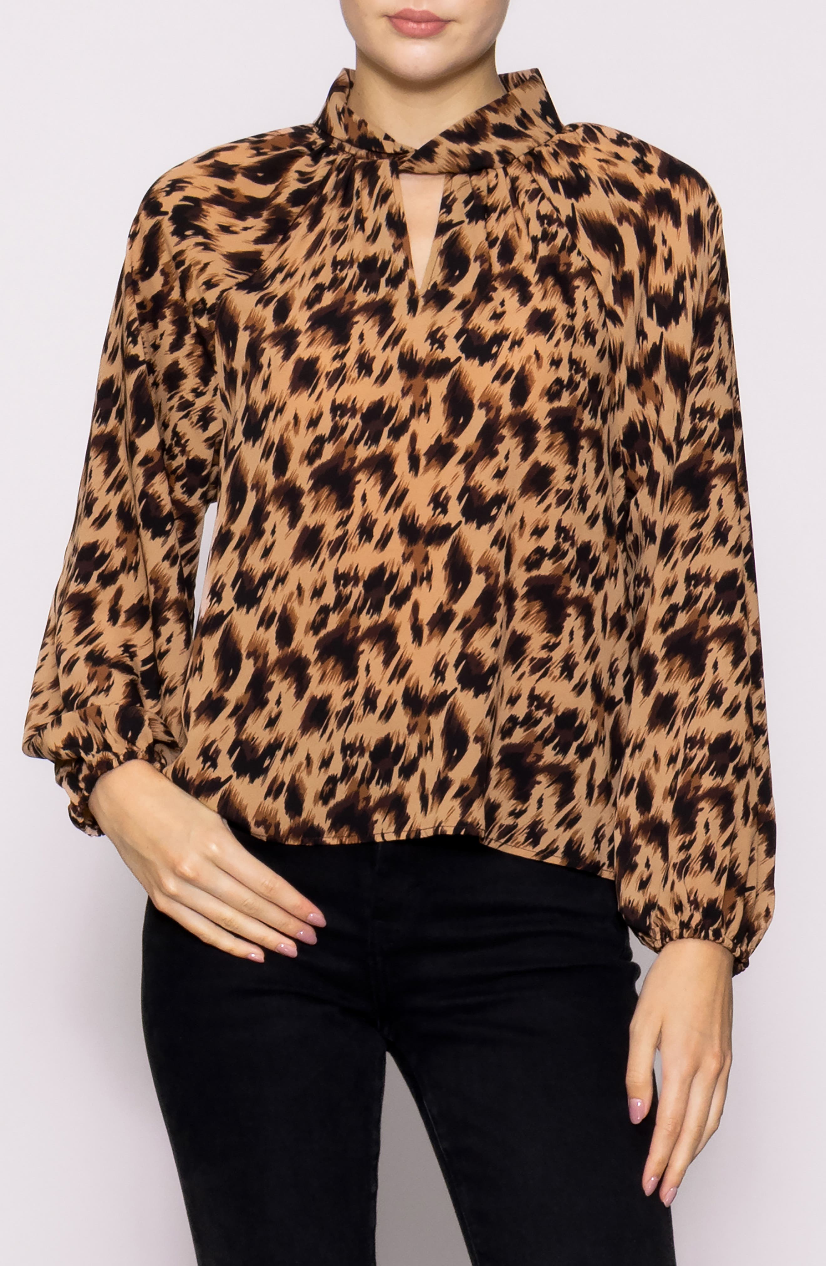 MELLODAY Twist Neck Long Sleeve Top