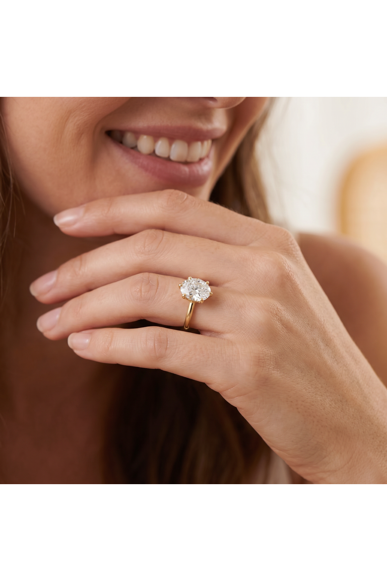 3 Ct Oval Moissanite Solitaire Engagement Ring 14k Gold, Alternate, color, 14k Yellow Gold