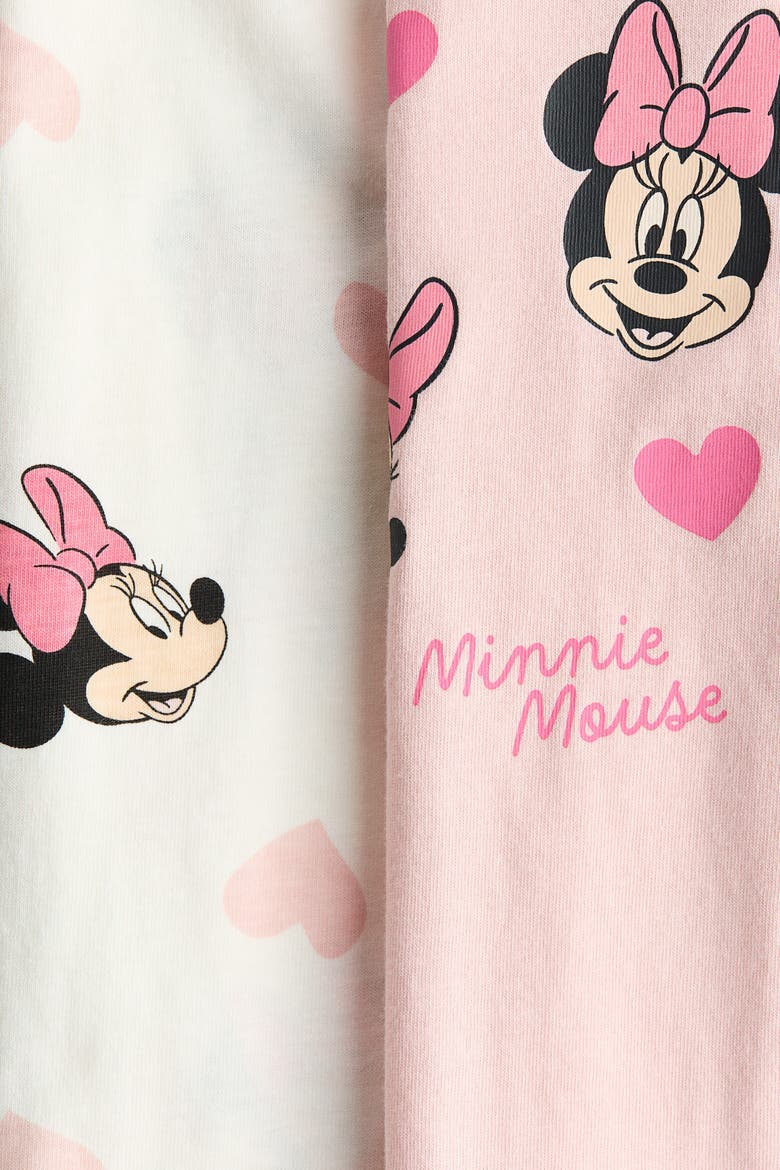 2-pack Printed Short Pajama Jumpsuits, Alternate, color, Light pink/Minnie Mouse