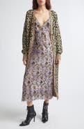 R13 Distressed Leopard Print Long Cashmere Cardigan