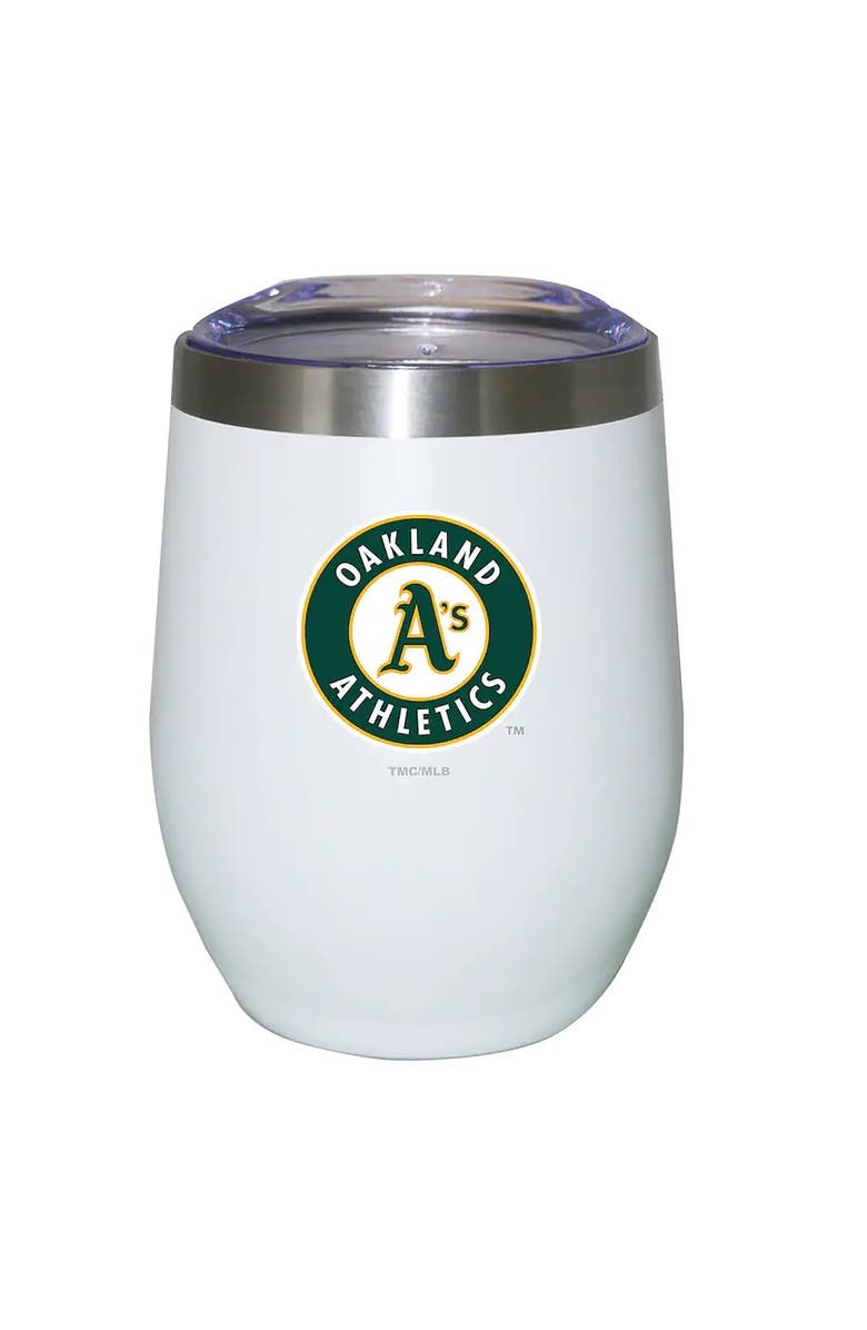 THE MEMORY COMPANY Oakland Athletics 12oz. Logo Stemless Tumbler, Main, color, White