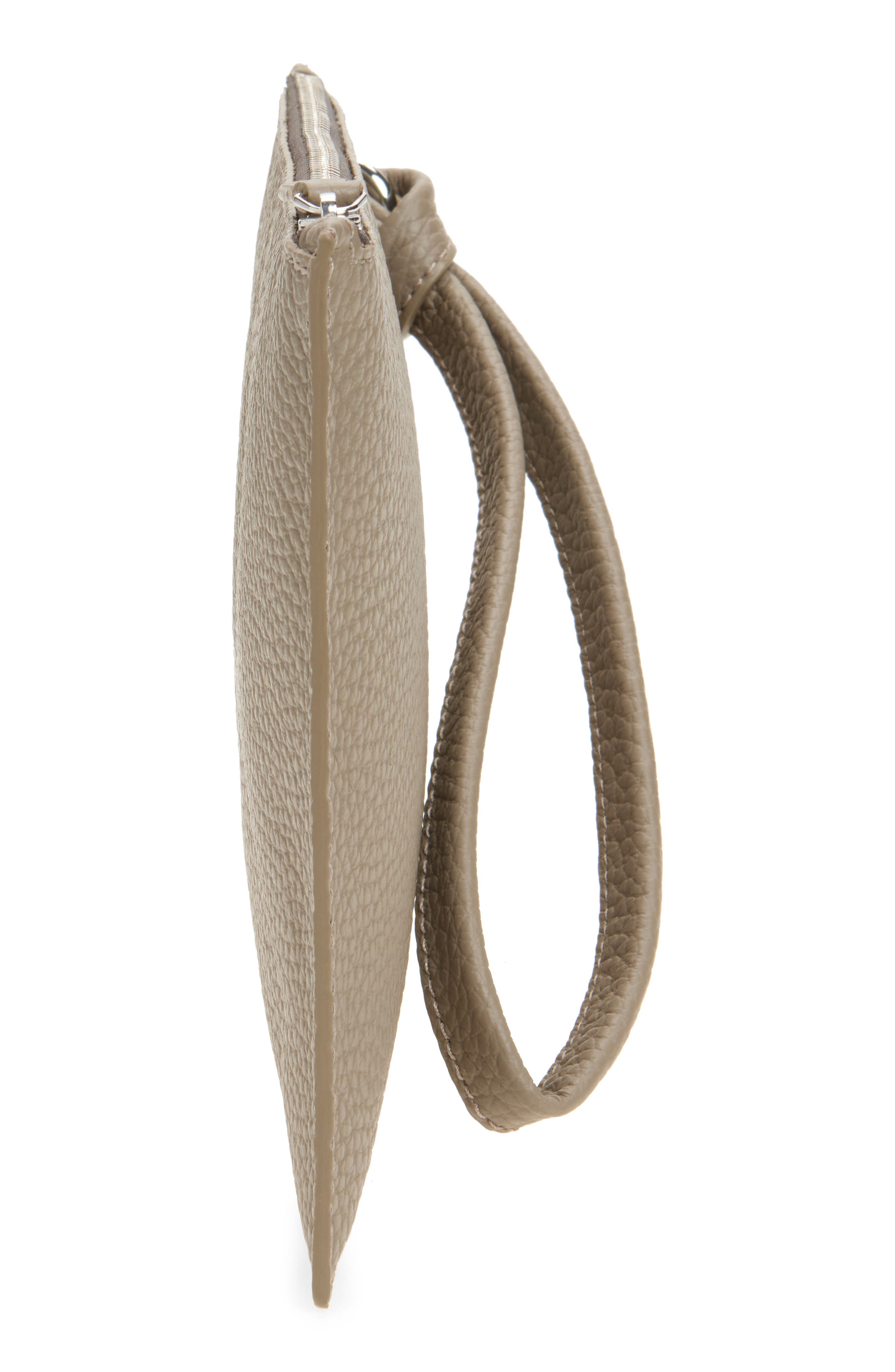 Lié Studio The Charlie Leather Clutch, Alternate, color, Beige Grosgrain