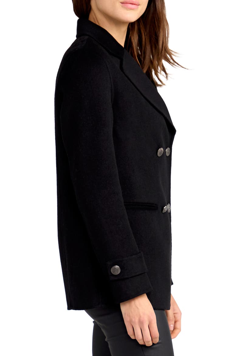 Forget You Wool Blend Military Peacoat, Alternate, color, BLACK