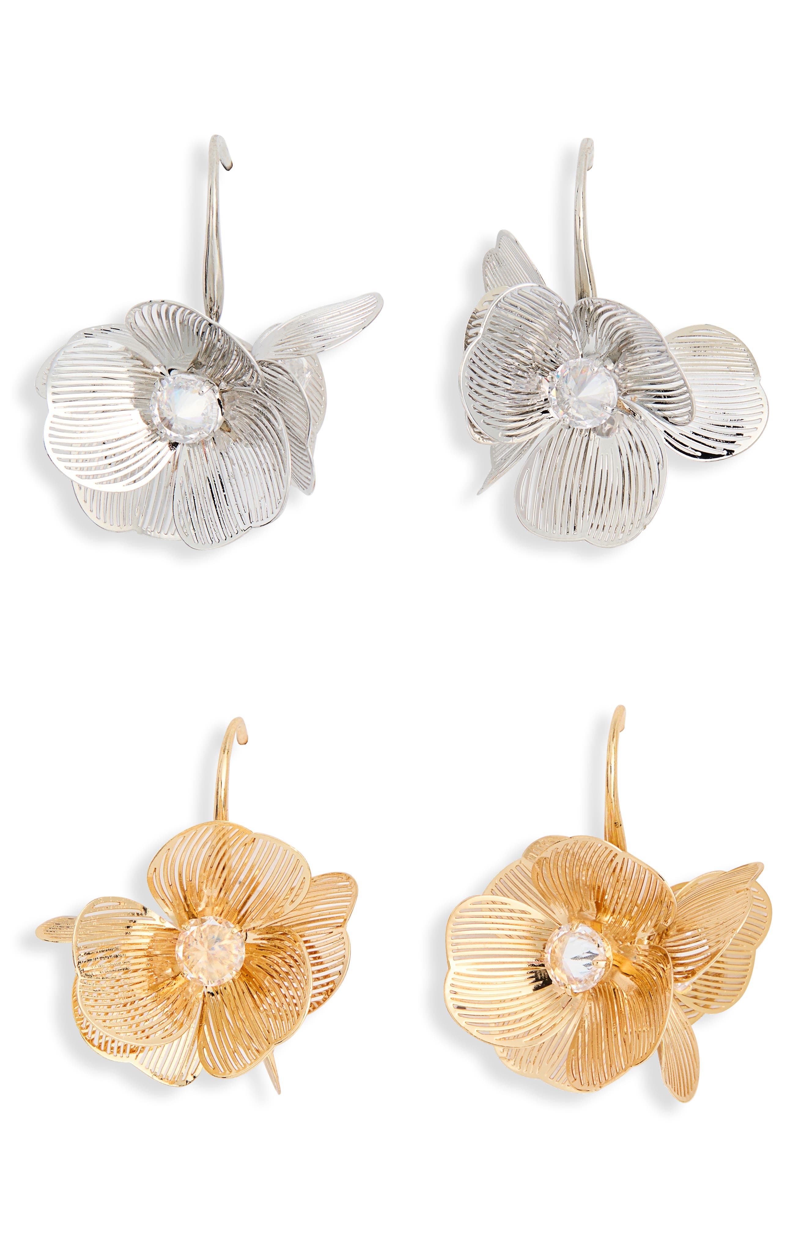 2-Pack Flower Hoop Earrings