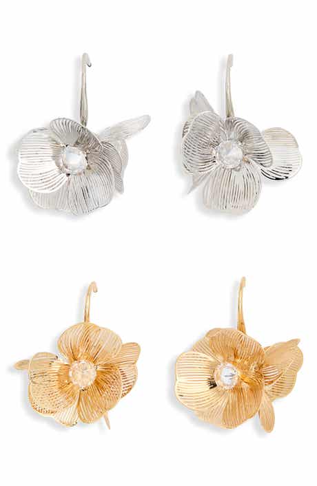 2-Pack Flower Hoop Earrings