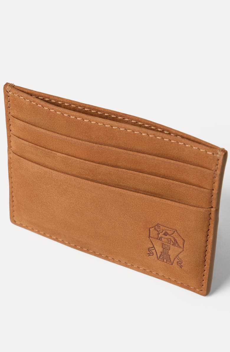 Brunello Cucinelli Nubuck card holder, Alternate, color, Cognac