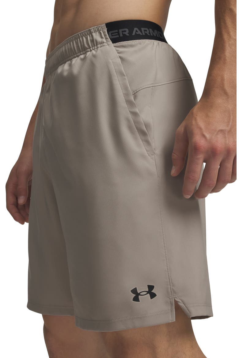 UA Vanish Woven 2.0 8-Inch Athletic Shorts, Alternate, color, TIMBERWOLF TAUPE/ BLACK