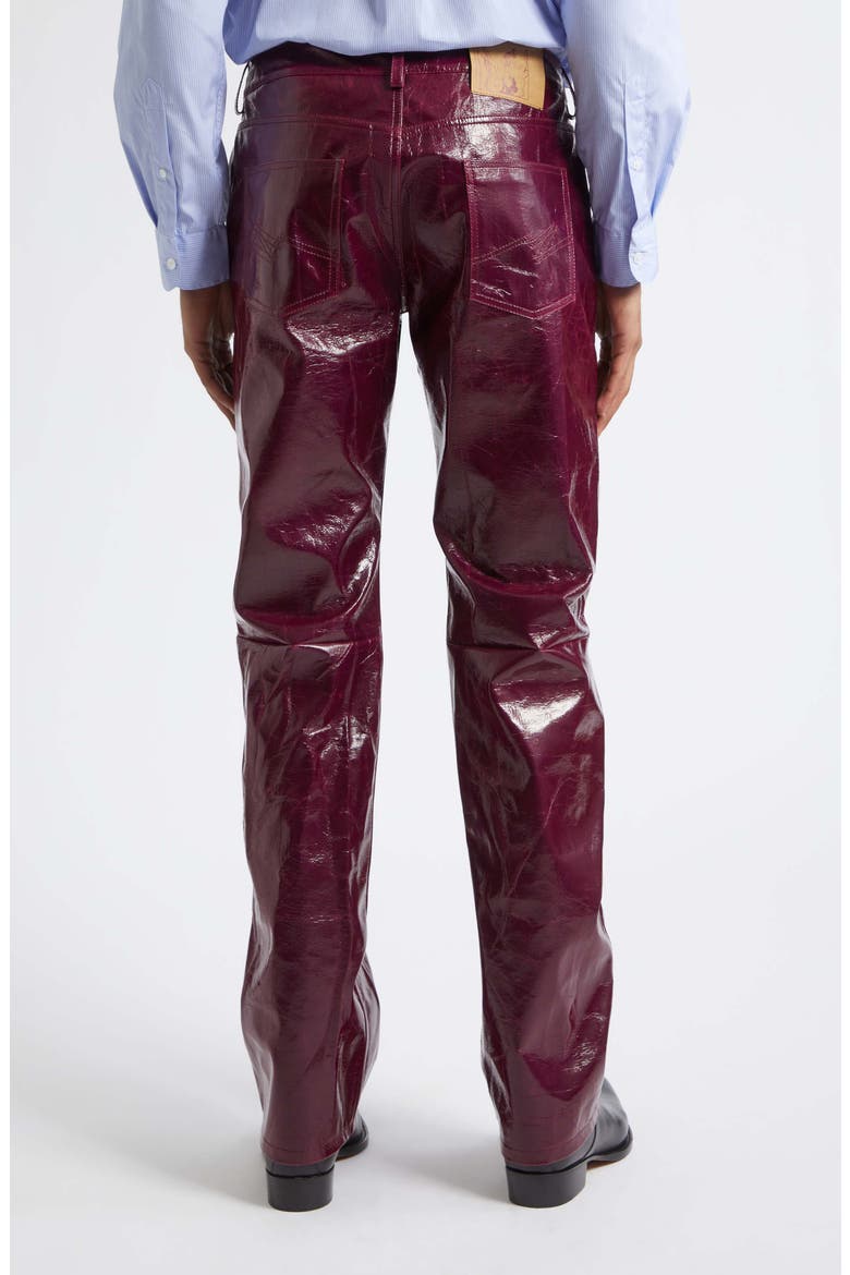 Low Rise Crinkled Faux Leather Straight Leg Pants, Alternate, color, PURPLE
