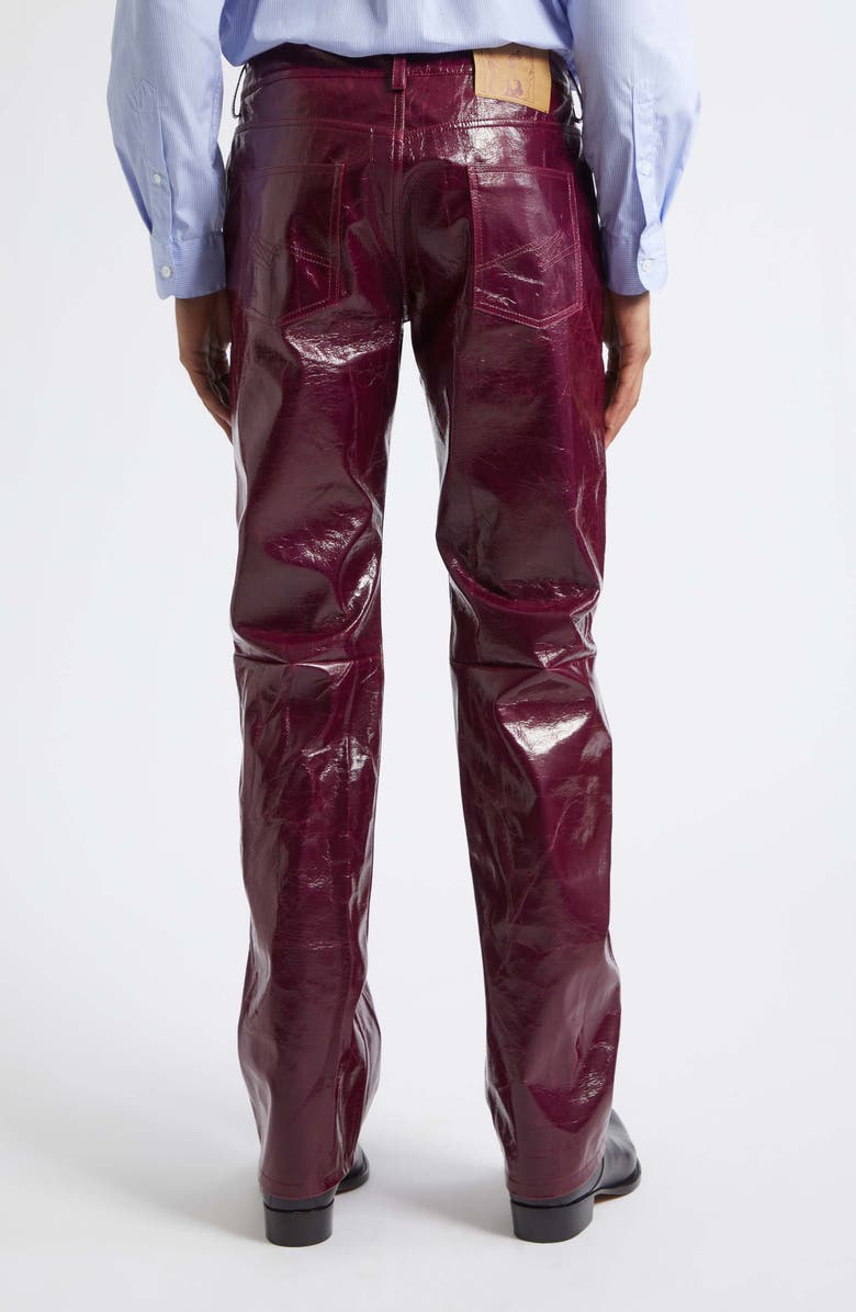 Martine Rose Low Rise Crinkled Faux Leather Straight Leg Pants, Alternate, color, Purple