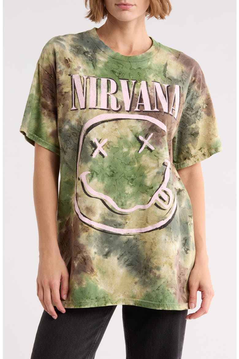 Nirvana Graphic Camouflage T-shirt, Main, color, GREEN