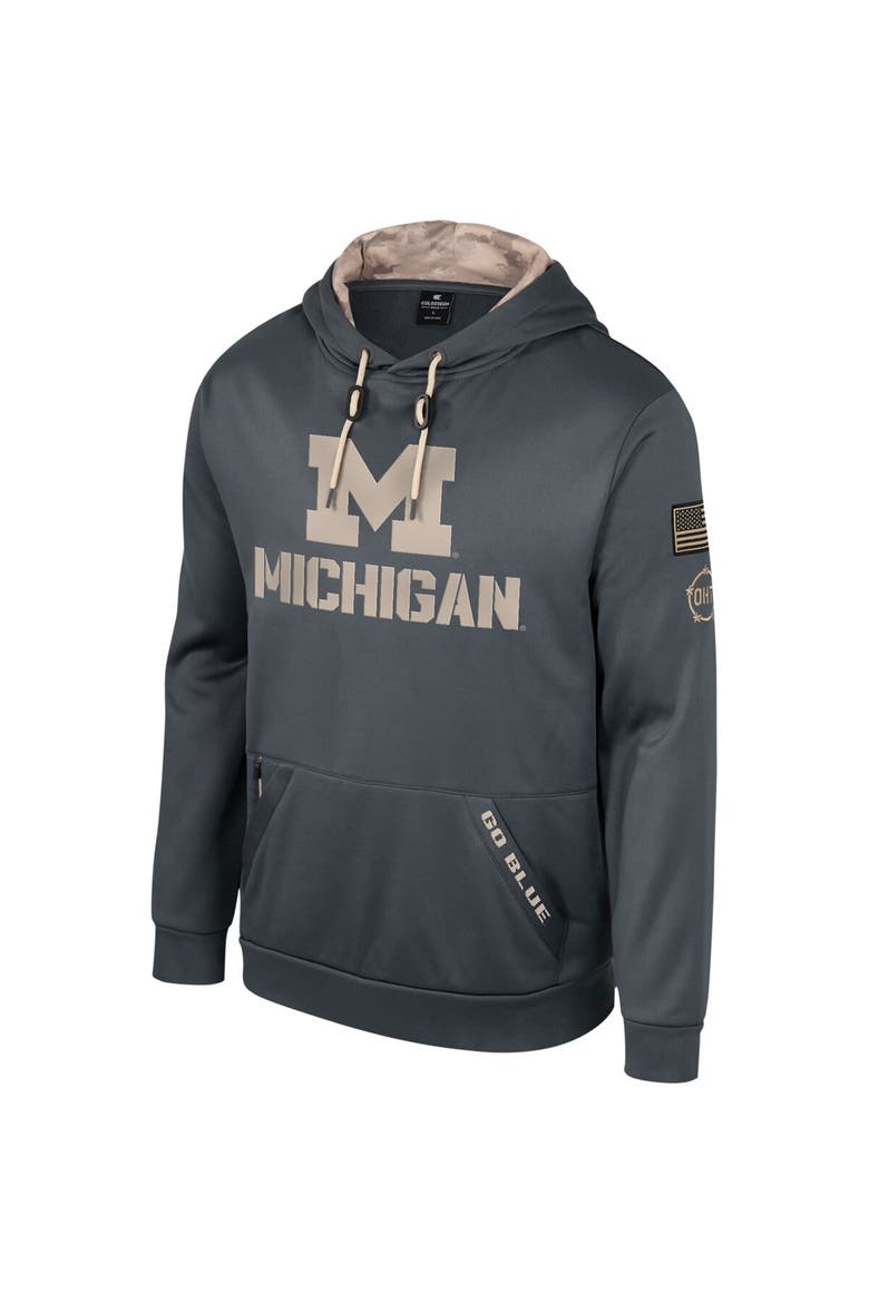 Men's Colosseum Charcoal Michigan Wolverines OHT Military Appreciation Pullover Hoodie, Alternate, color, Charcoal