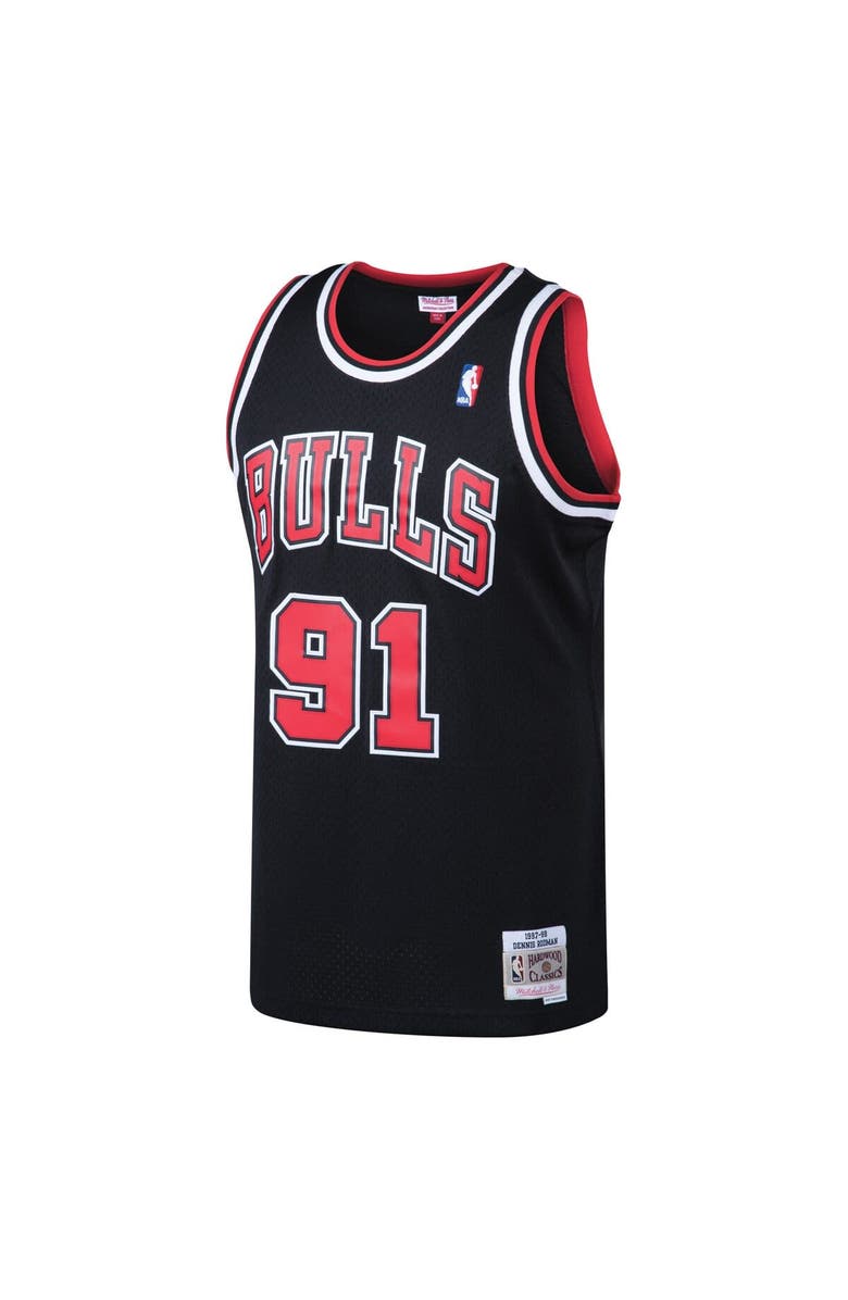 Mitchell & Ness Men's Mitchell & Ness Dennis Rodman Black Chicago Bulls 1997/98 Hardwood Classics Swingman Jersey, Alternate, color, 