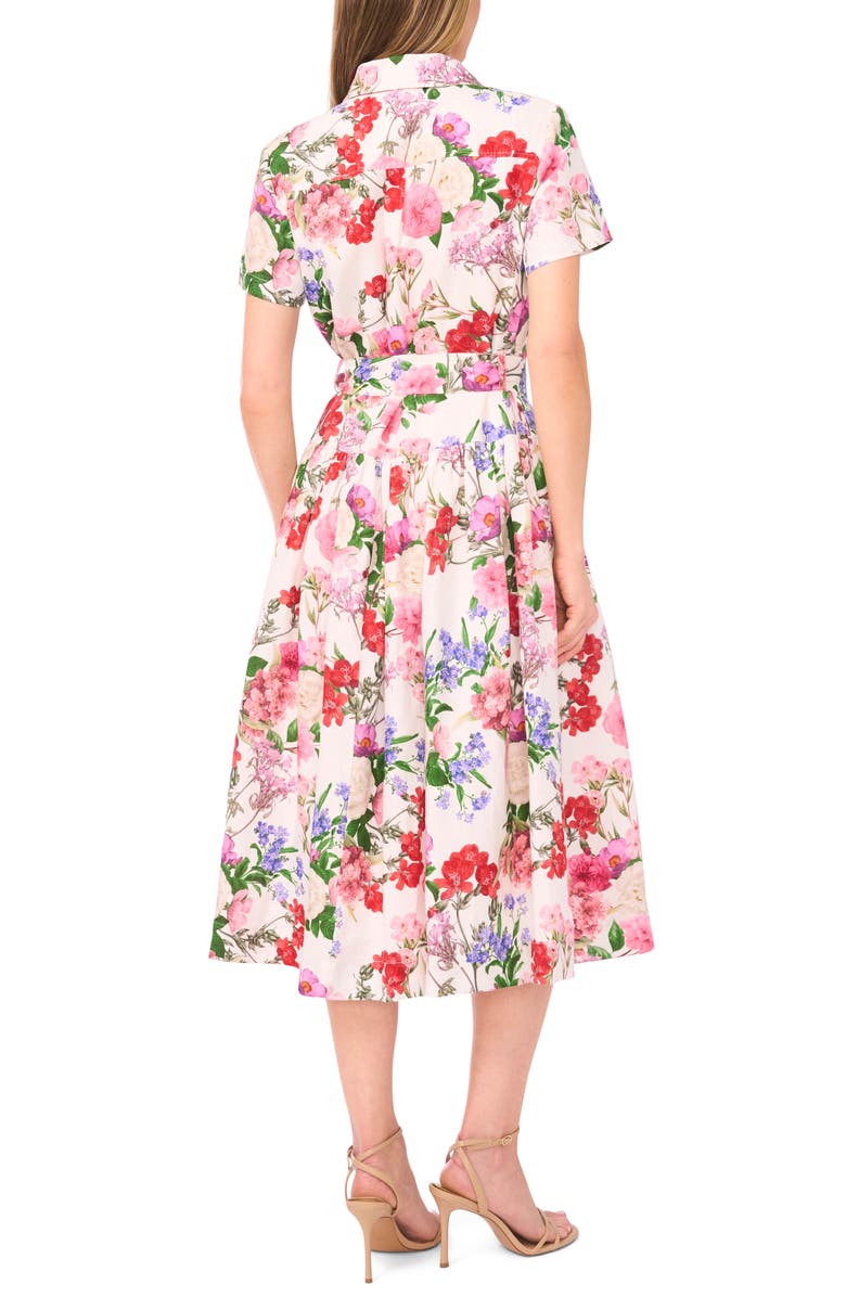 Ted Baker Charlie Floral Linen Midi Shirtdress, Alternate, color, Ultra White