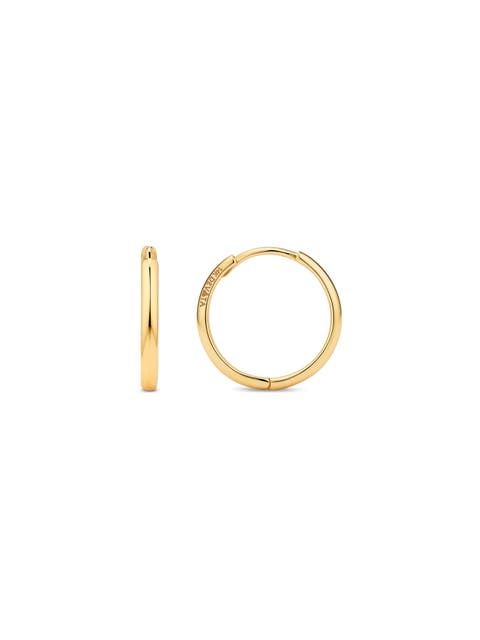 Huggie Hoop Earrings In 14k Gold, 12mm