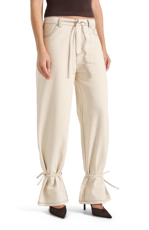 Faye Wide Leg Jeans With Tie Waist