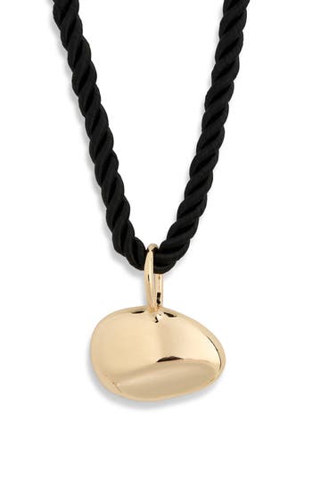 Shop Nordstrom Rack Twisted Cord Sculpted Pendant Necklace In Black- Gold