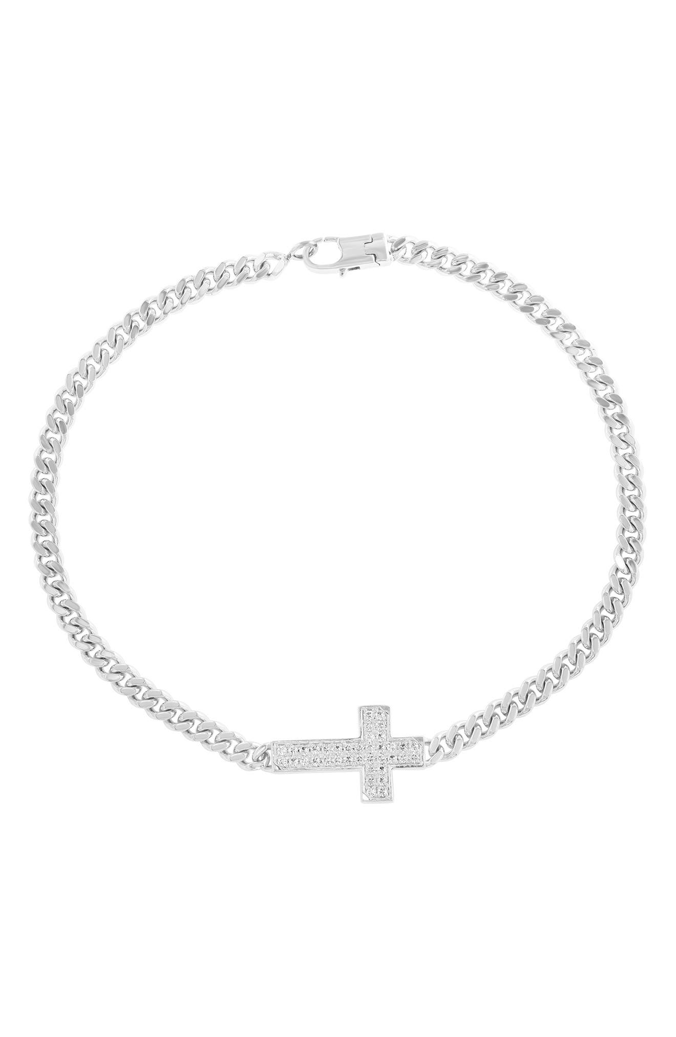 EFFY White Sapphire Pavè Cross Bracelet