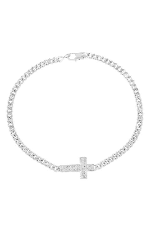 White Sapphire Pavè Cross Bracelet