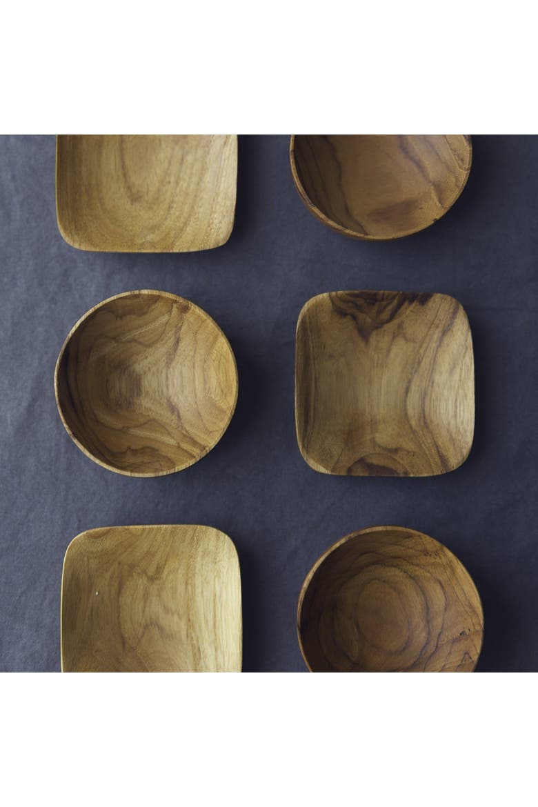 Teak Square Pinch Bowls - Set of 4, Alternate, color, Natural