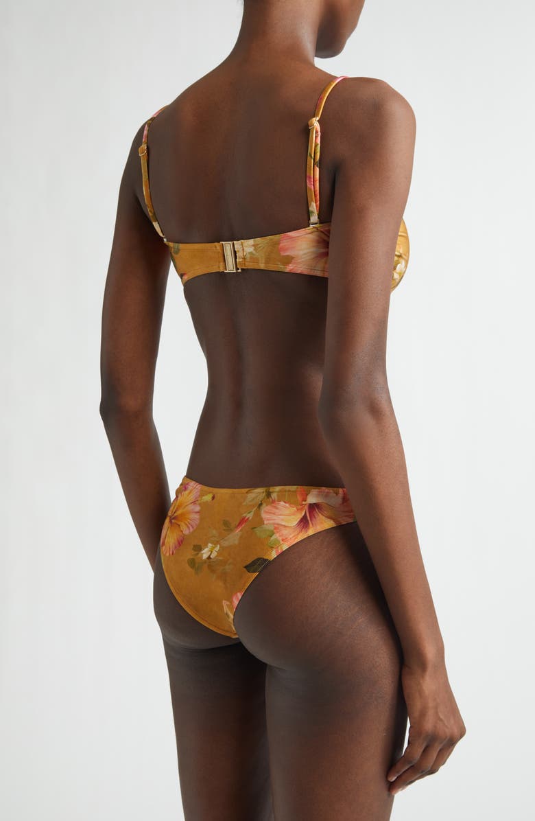 Zimmermann Mahon Bamboo Trim Two-Piece Swimsuit, Alternate, color, Tan Hibiscus