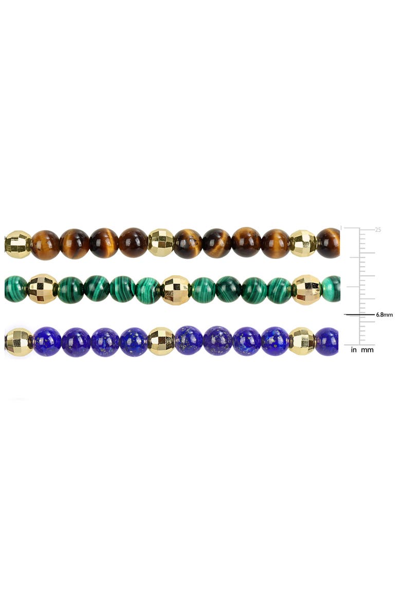 Men's Set of 3 Assorted Semiprecious Stone Beaded Stretch Bracelets, Alternate, color, BLUE/ GREEN/ BROWN MULTI