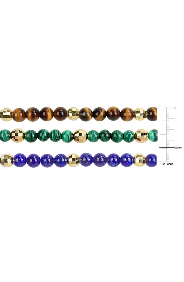 DELMAR Men's Set of 3 Assorted Semiprecious Stone Beaded Stretch Bracelets, Alternate, color, Blue/ Green/ Brown Multi
