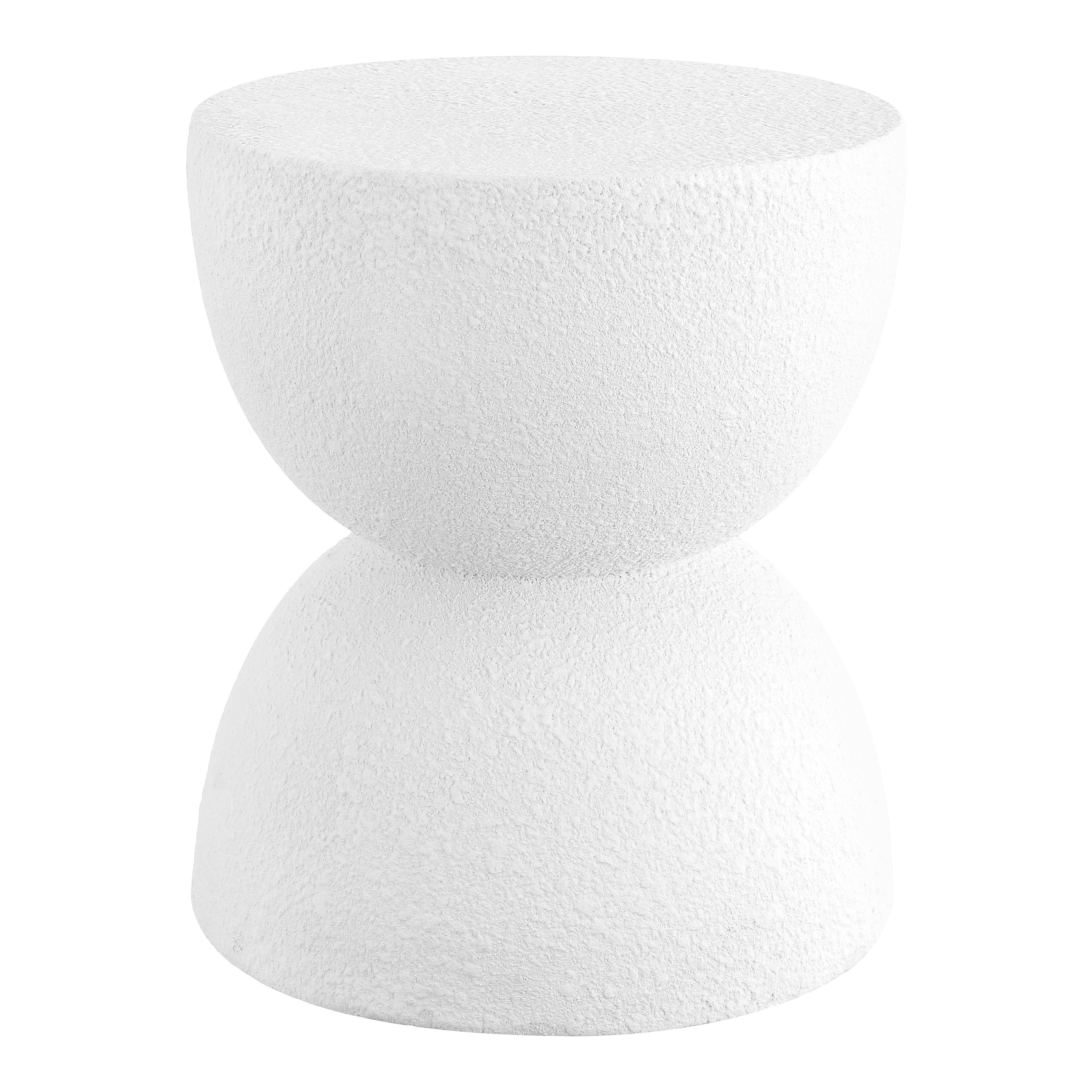 JONATHAN Y Greta Modern Frosted Textured Hourglass Indoor/Outdoor Stool & Side Table, All-Weather Patio Accent End Table in White Frosted at Nordstrom