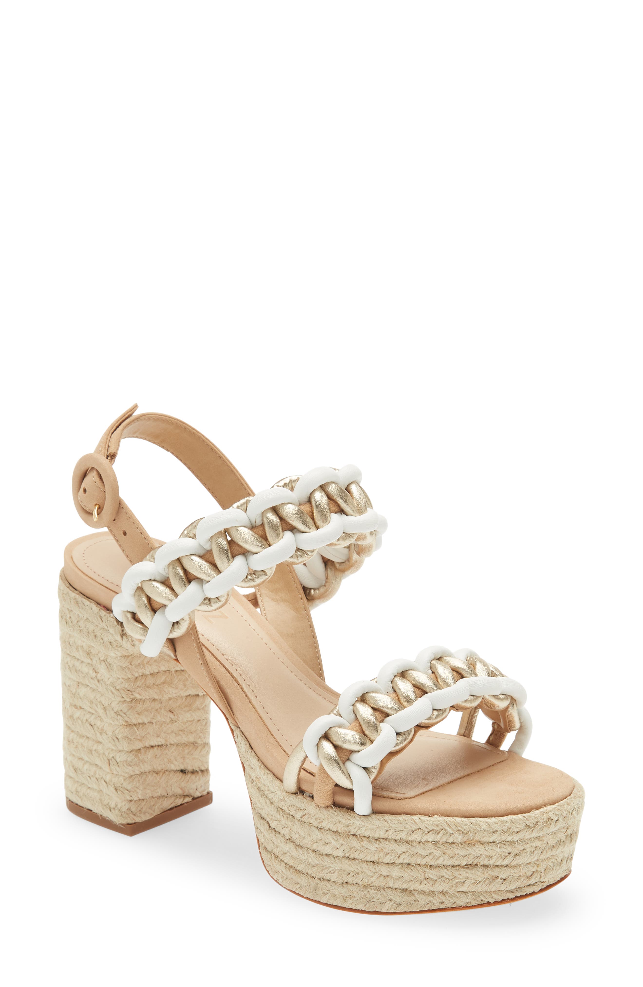 Juliet Woven Leather Platform Sandal, Main, color, LIGHT NUDE/ WHITE/ PLATINA