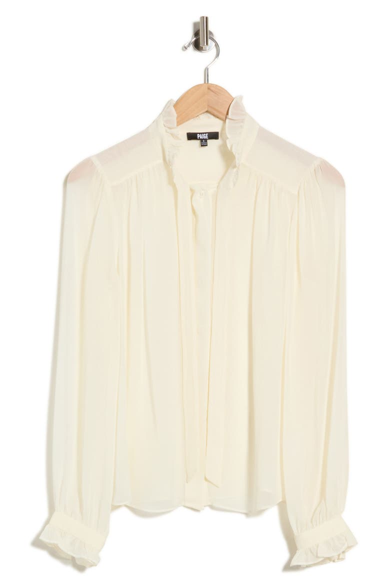Leya Ruffle Silk Shirt, Main, color, ANTIQUE WHITE