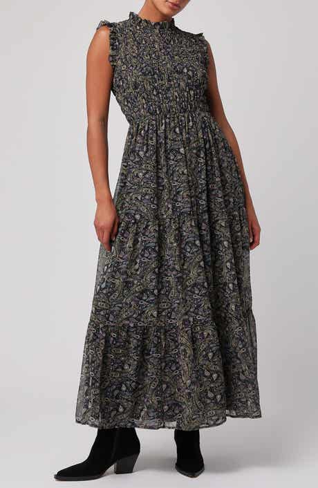 Lulus Sadie Paisley Ruched Maxi Dress