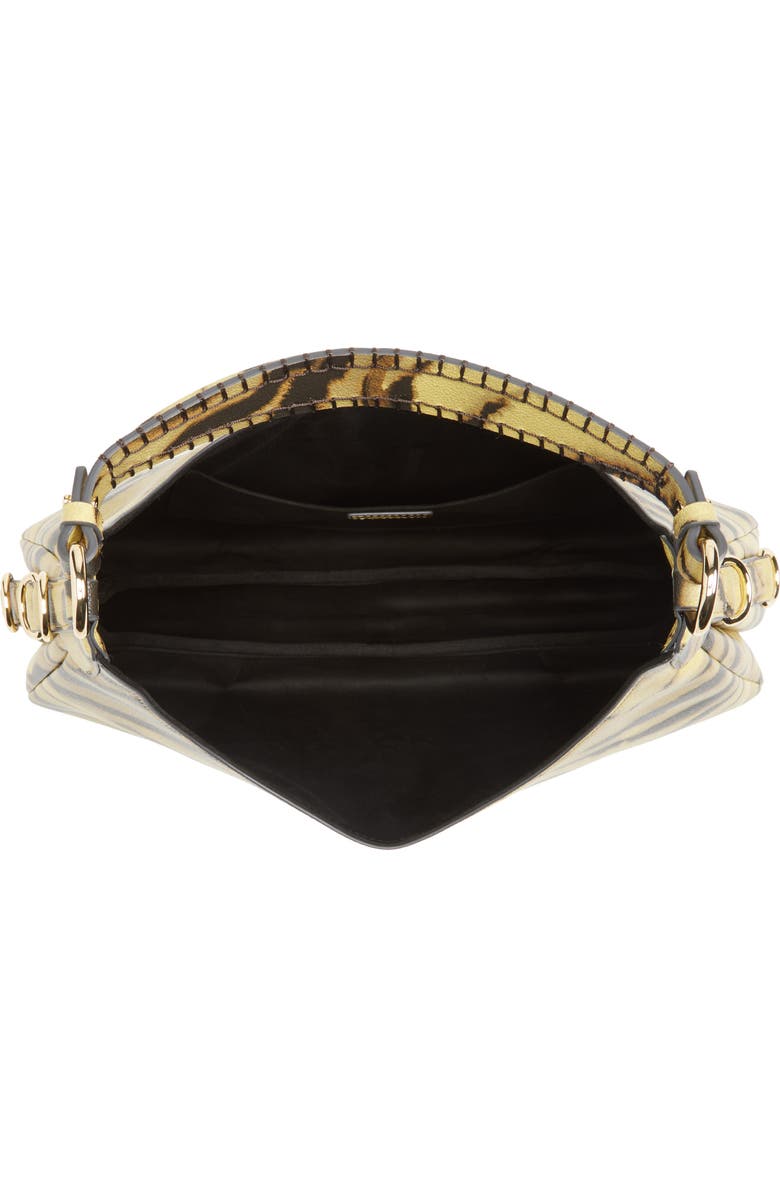 Ganni Small Kat Zebra Print Shoulder Bag, Alternate, color, Khaki