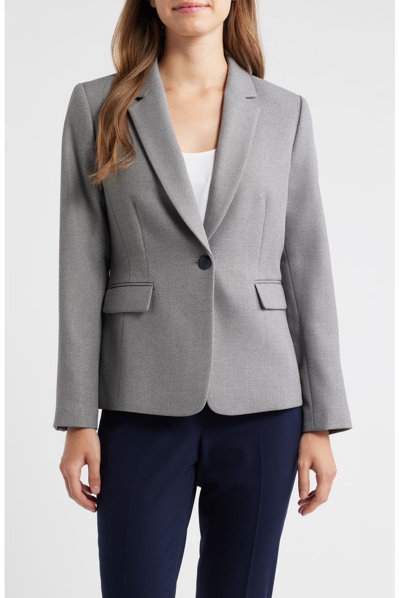 One-Button Blazer, Main, color, HEATHER GREY