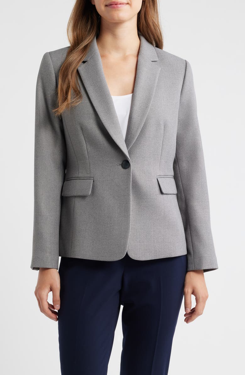 Tahari ASL One-Button Blazer, Main, color, Heather Grey