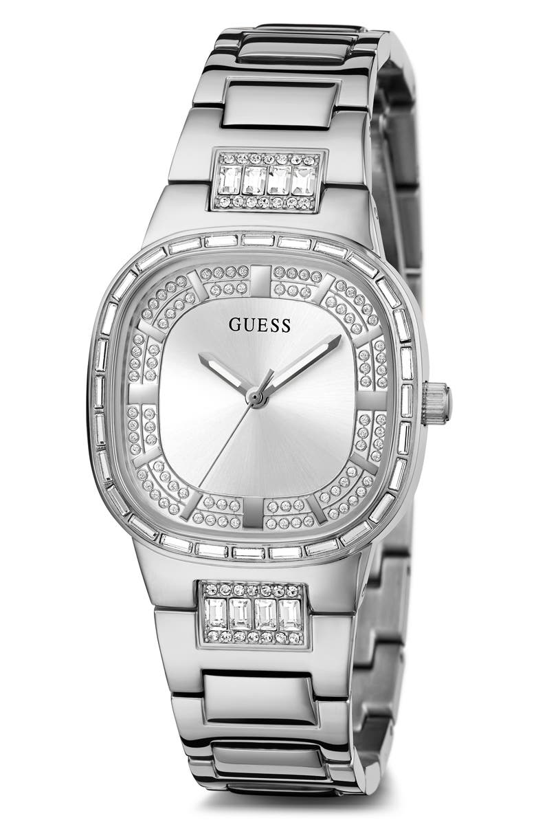 GUESS Crystal Square Bracelet Watch, 32mm, Main, color, 