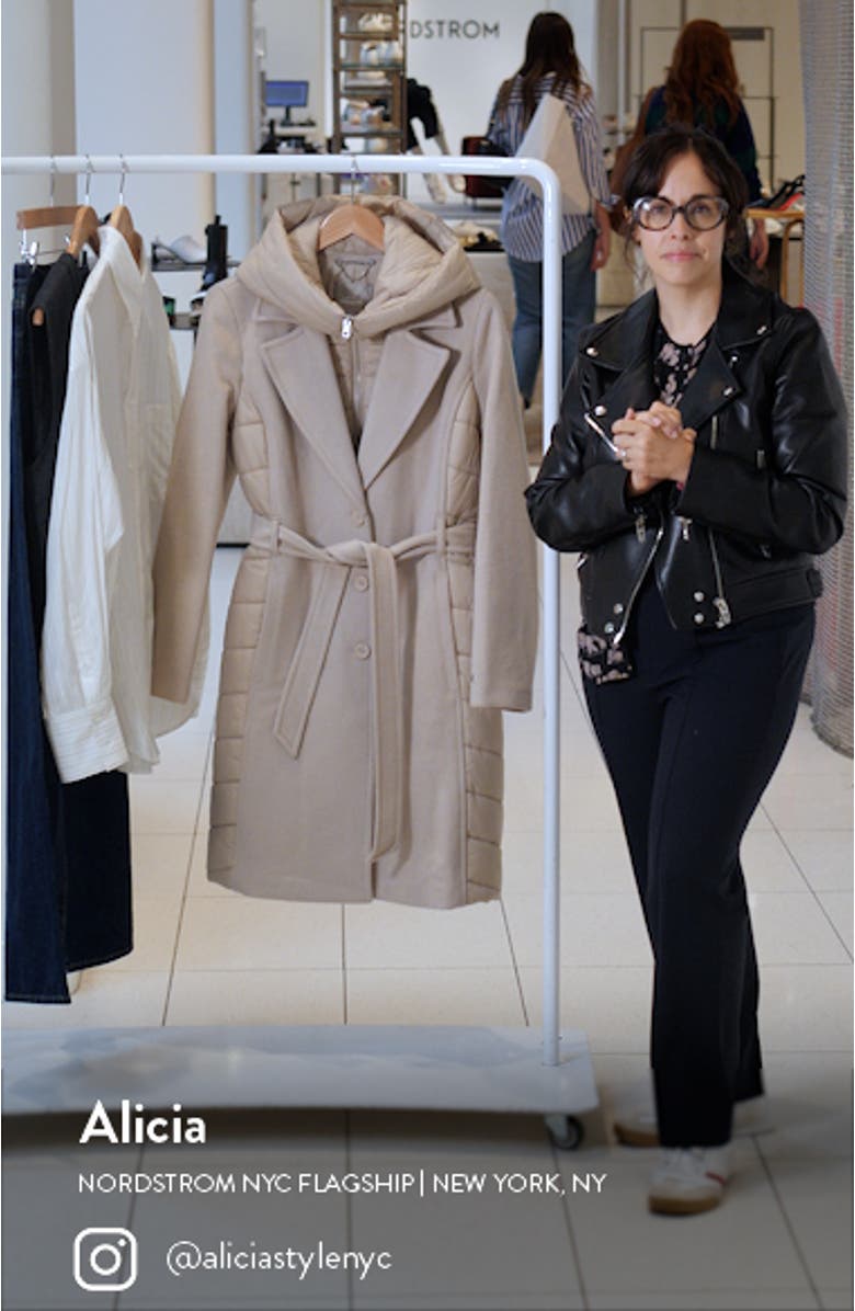 Classic Fit Wool Blend Coat with Removable Puffer Bib, sales video thumbnail