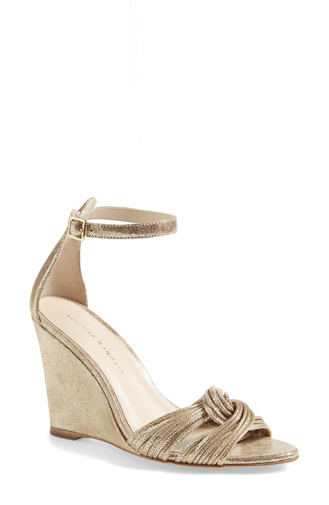 'Allegra' Metallic Leather Wedge Sandal, Main, color, GOLD