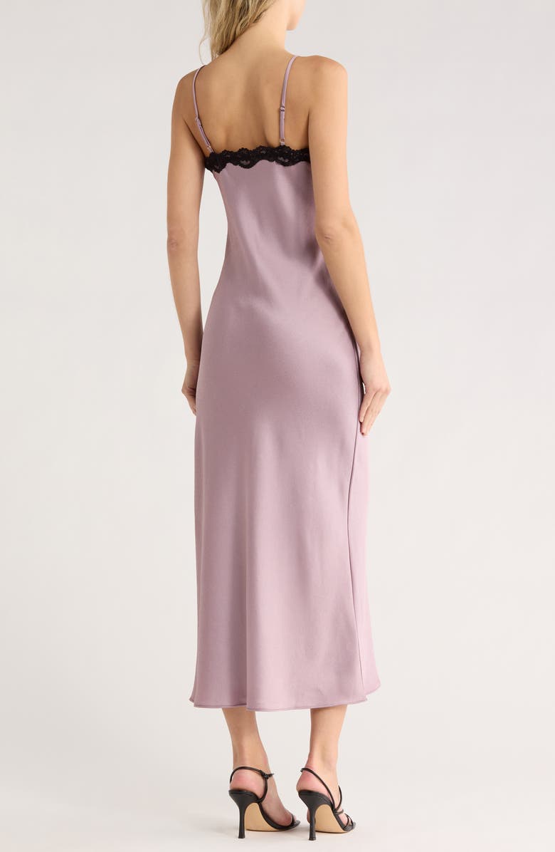 Leith Lace Trim Satin Maxi Dress, Alternate, color, Purple