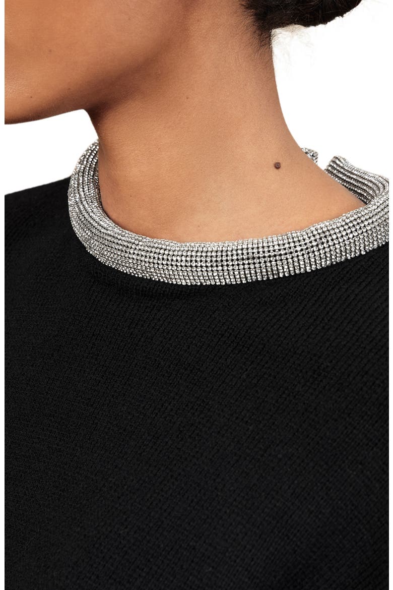 Crisse Rhinestone Neck Sweater, Alternate, color, BLACK