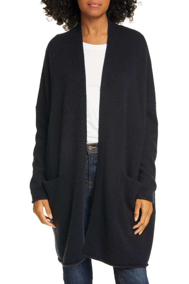 Brushed Cashmere Cardigan, Main, color, BLACK