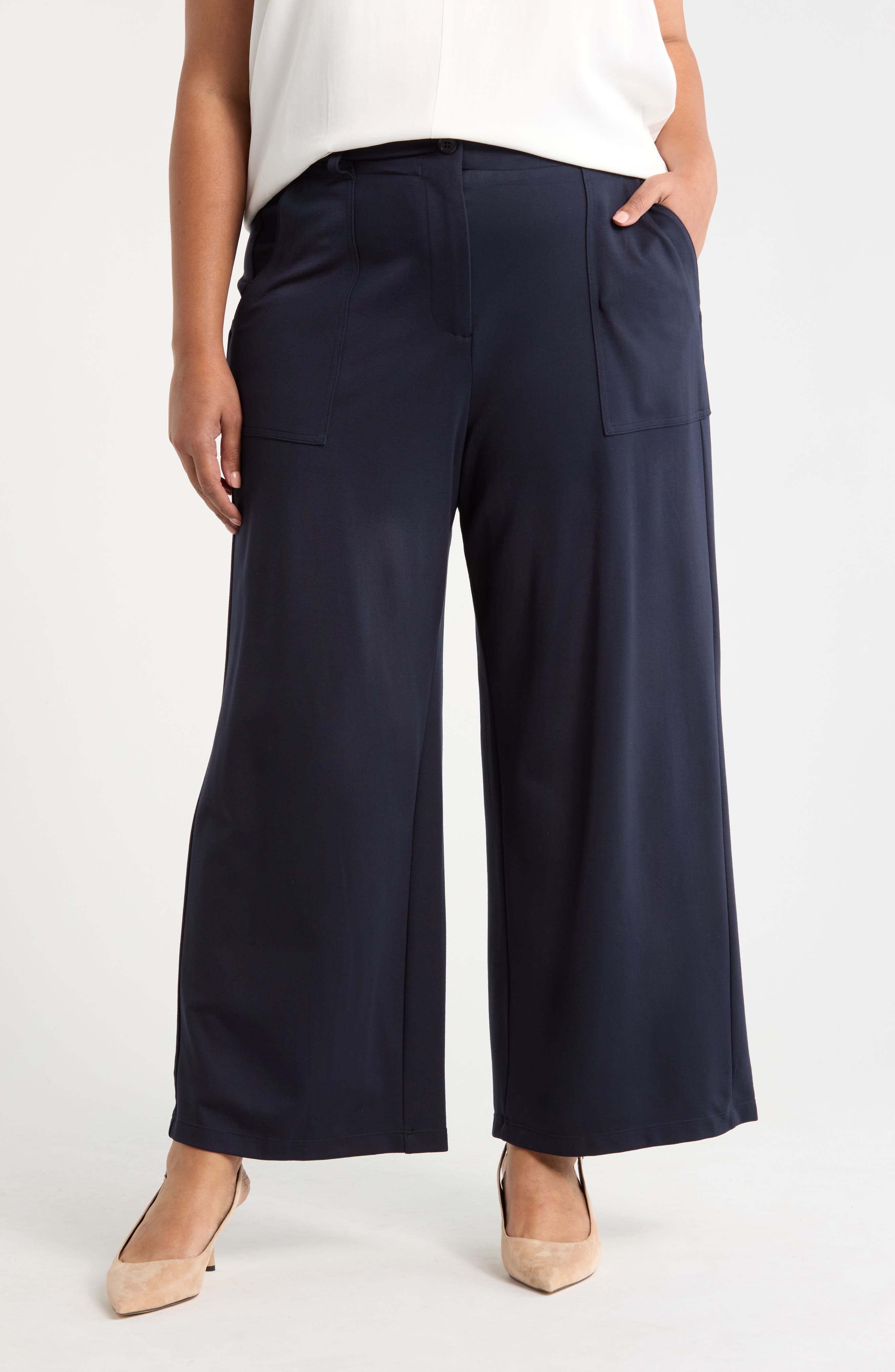 Utility Pocket Crop Straight Leg Ponte Pants - image 3