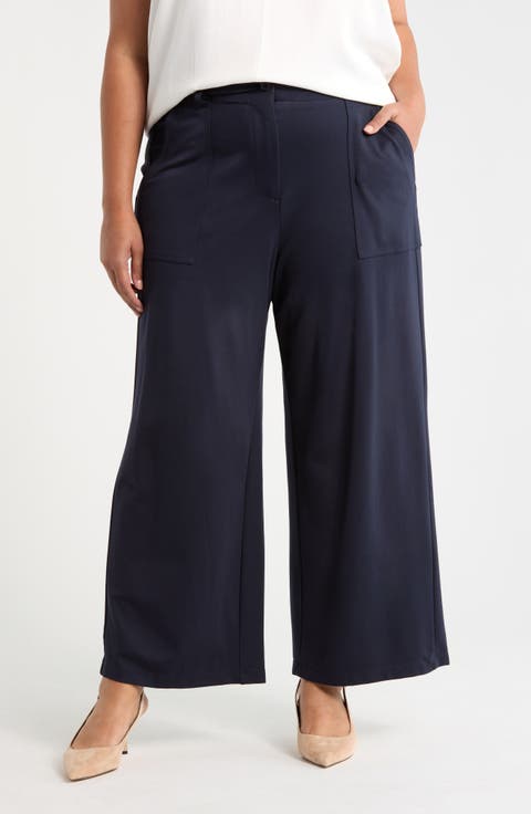 Utility Pocket Crop Straight Leg Ponte Pants (Plus)