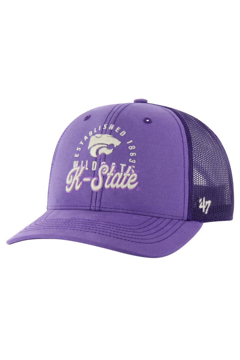 Men's '47 Purple Kansas State Wildcats Pitstop Trucker Adjustable Hat, Main, color, Purple